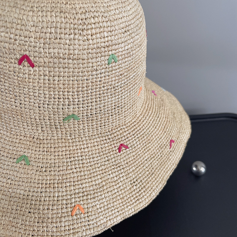 Women Embroidery Heart Raffia  - Bucket Hat Straw review and price
