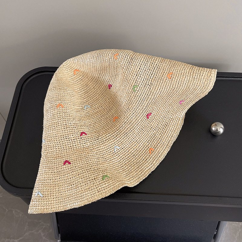 Women Embroidery Heart Raffia  - Bucket Hat Straw review and price