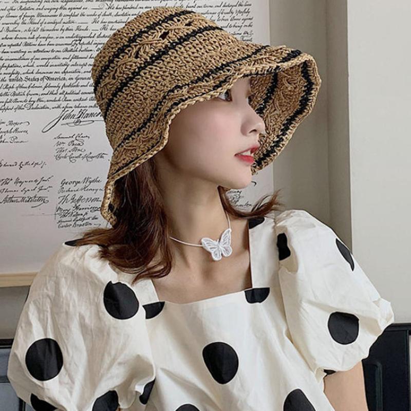 Women’s Foldable Striped Geome - Bucket Hat Straw review and price