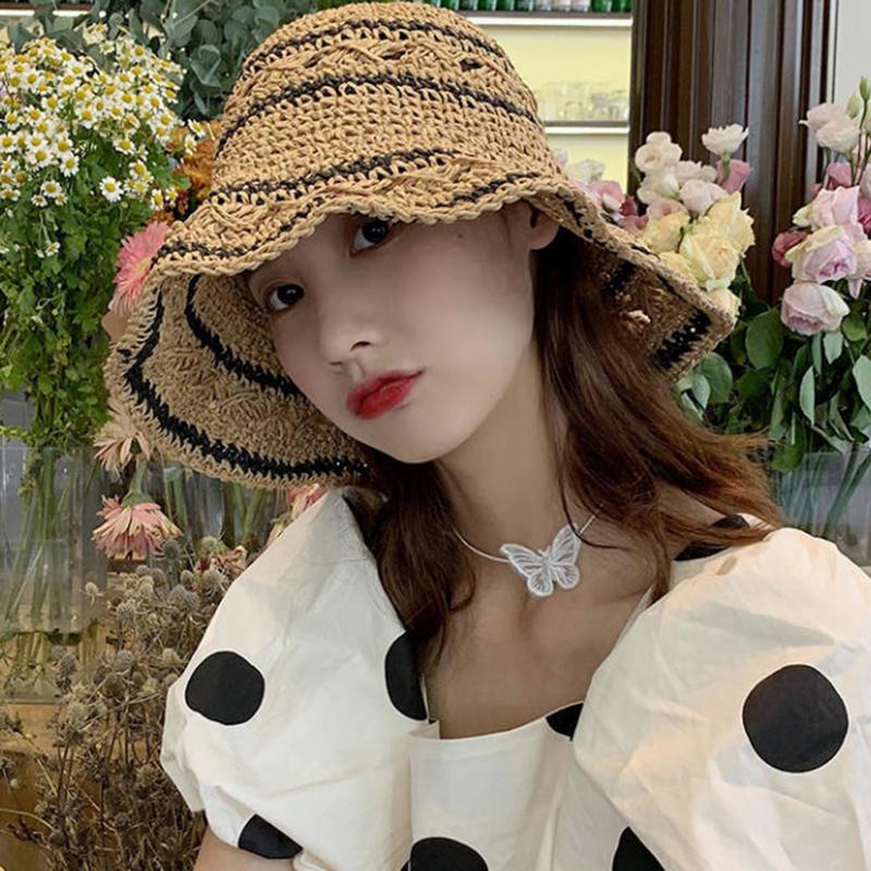 Women’s Foldable Striped Geome - Bucket Hat Straw review and price