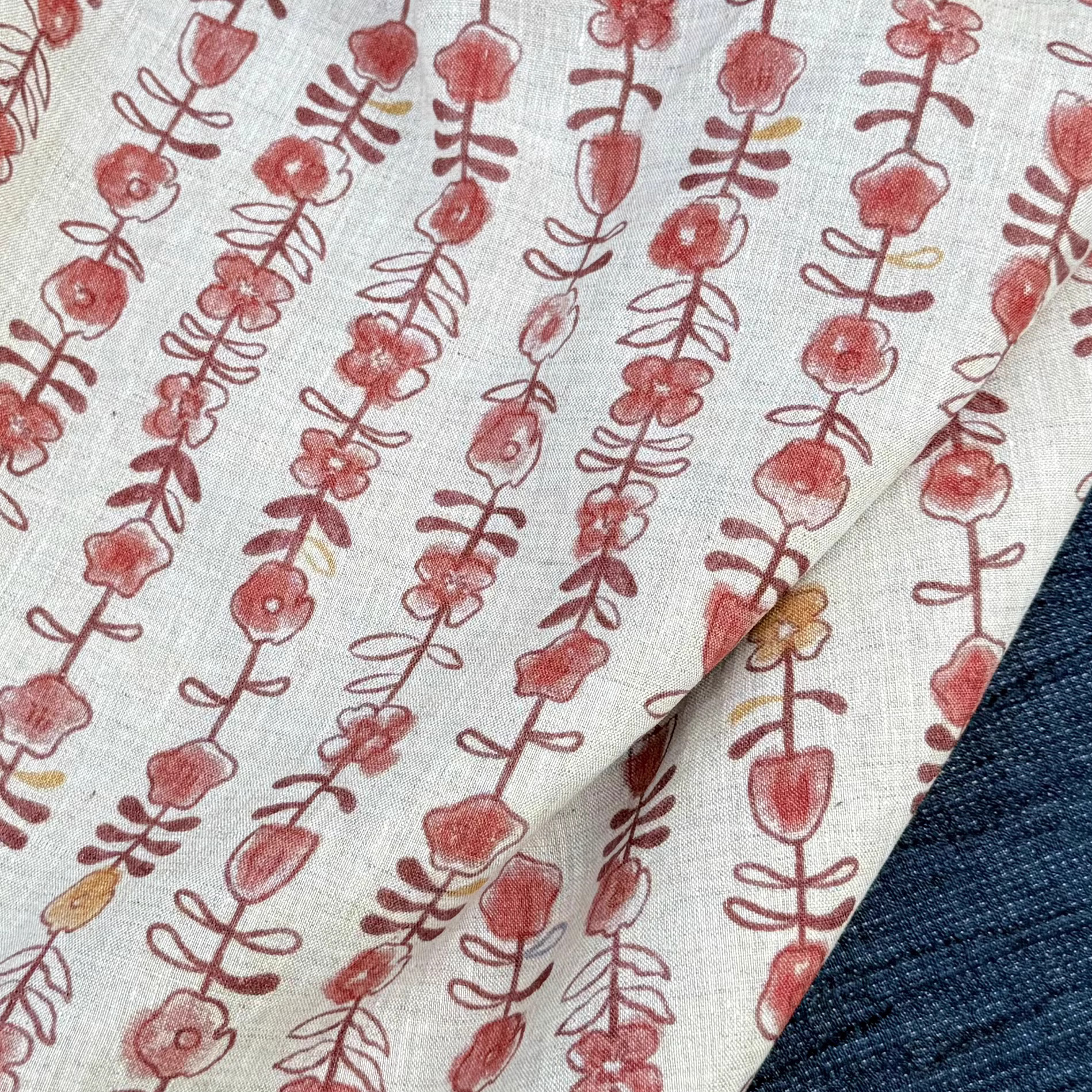 1yard Unique flowers print fab - Linen Shirt Breathable review and price