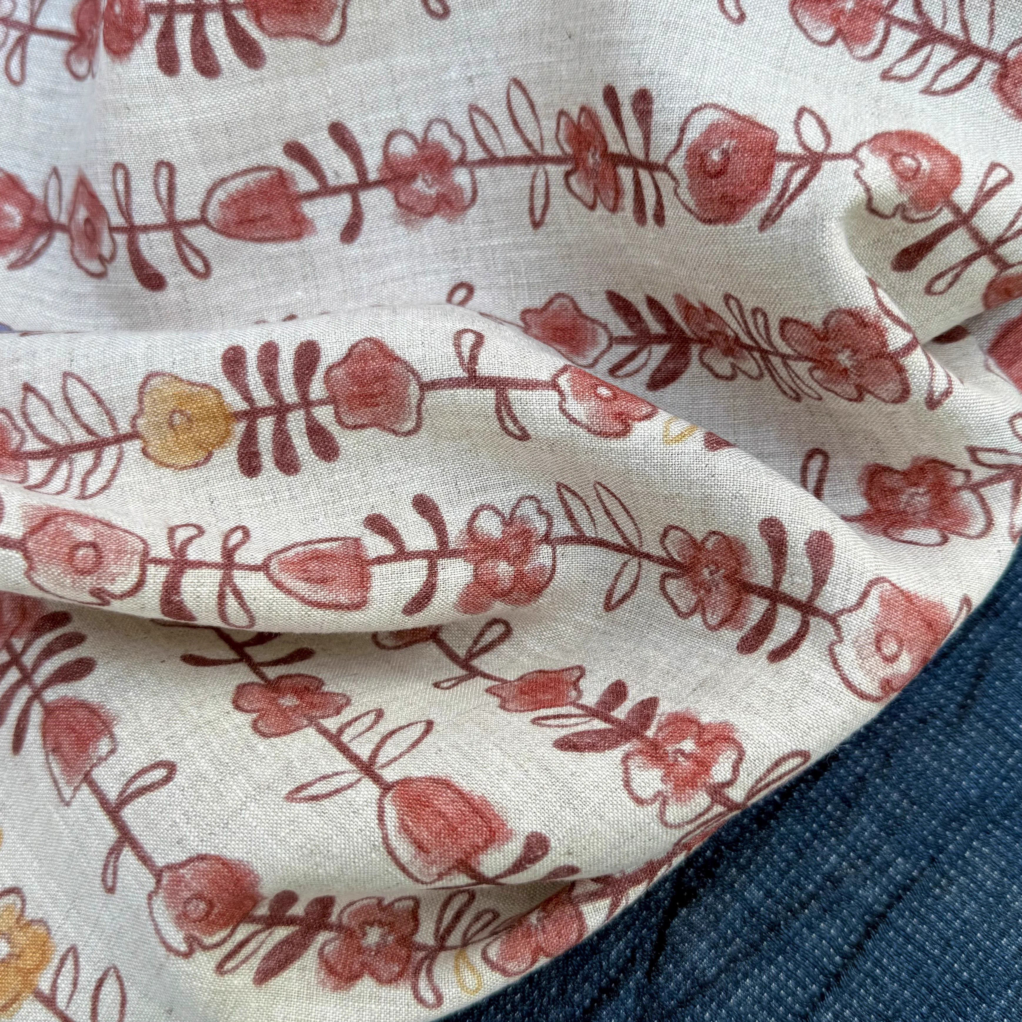 1yard Unique flowers print fab - Linen Shirt Breathable review and price