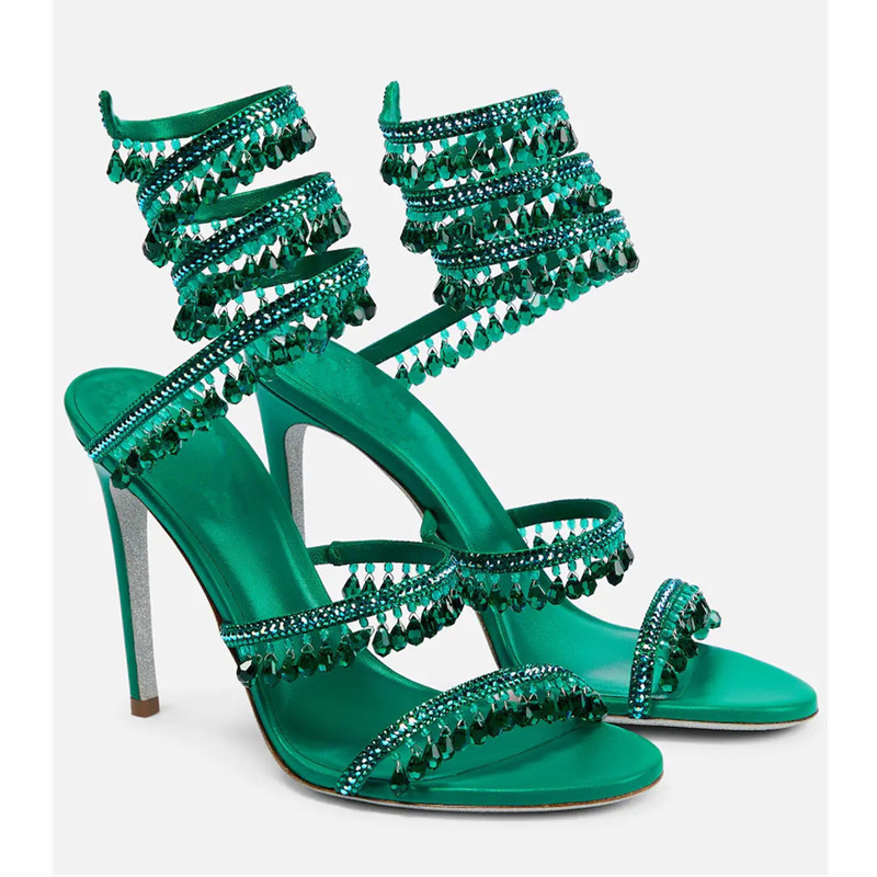 Sexy Green Crystal Fringe Stil - Casual Sandal Leather review and price
