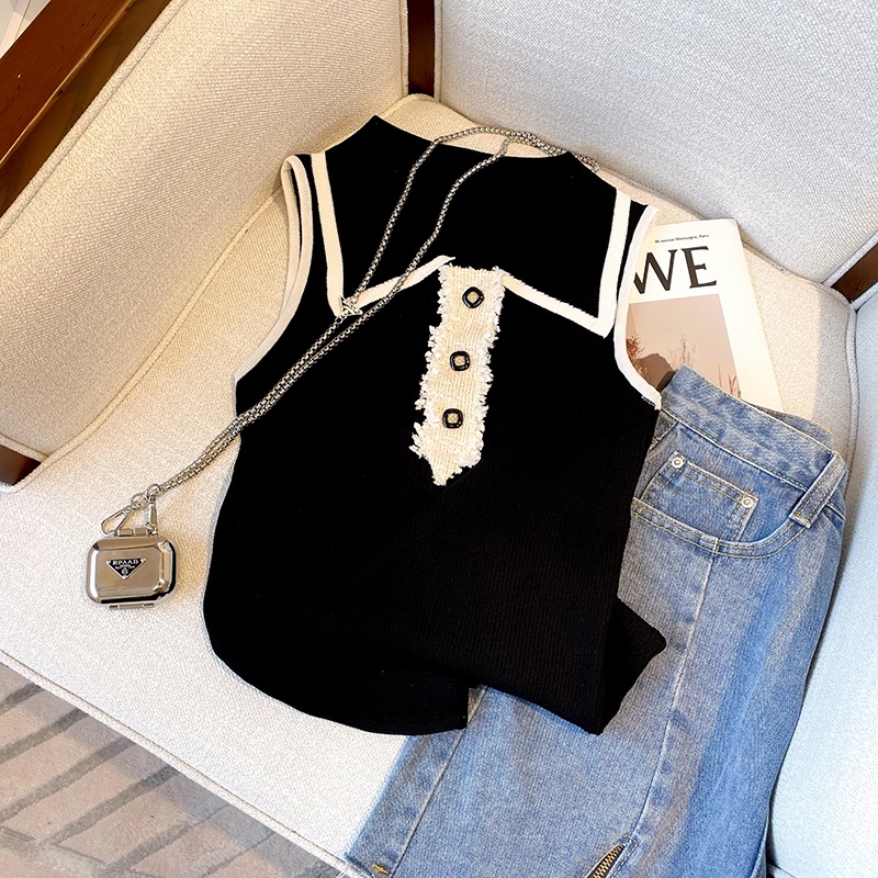 Slim Fit Knitted Vest Women's  - Shirt Camp Collar review and price