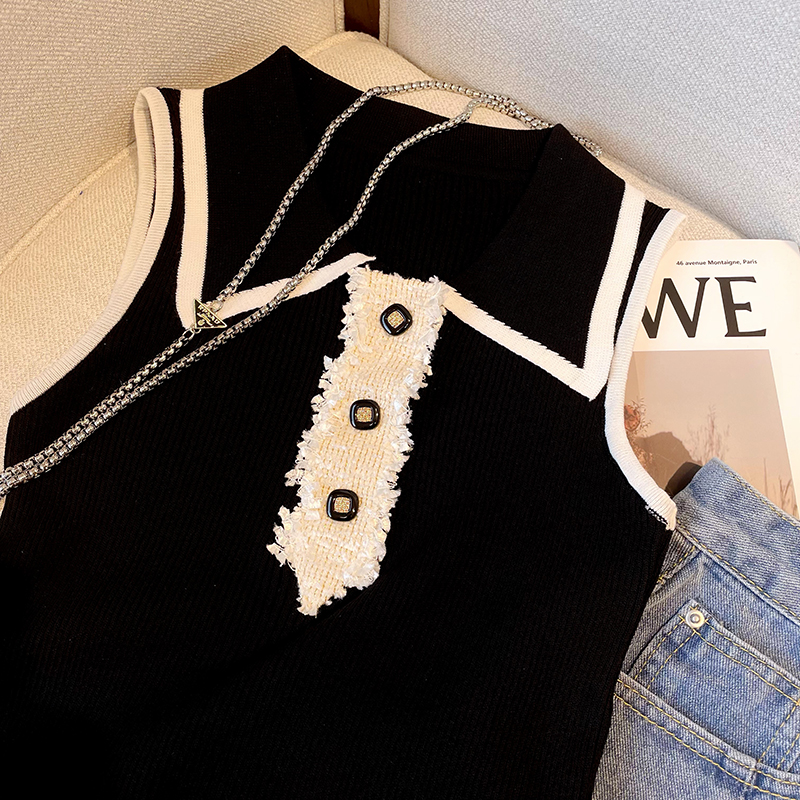Slim Fit Knitted Vest Women's  - Shirt Camp Collar review and price