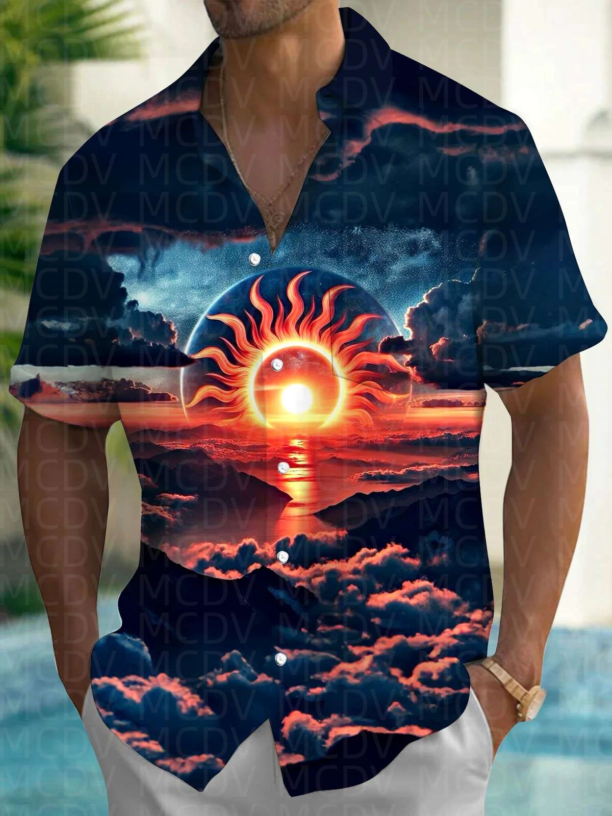 Sun Pattern Style Men's Hawaii - Shirt Camp Collar review and price