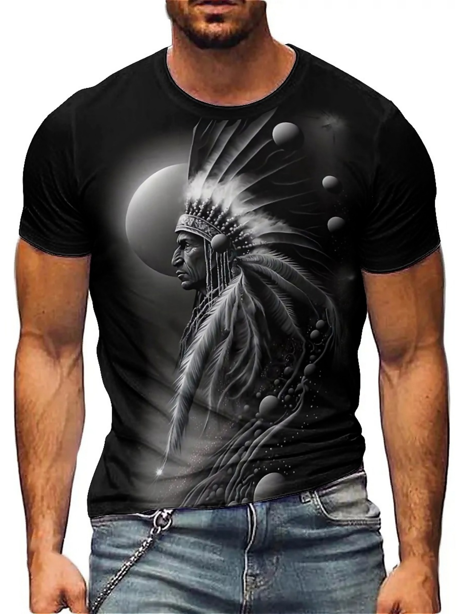 Men's 3D Printed Tribal Chieft - Tee Graphic Print review and price