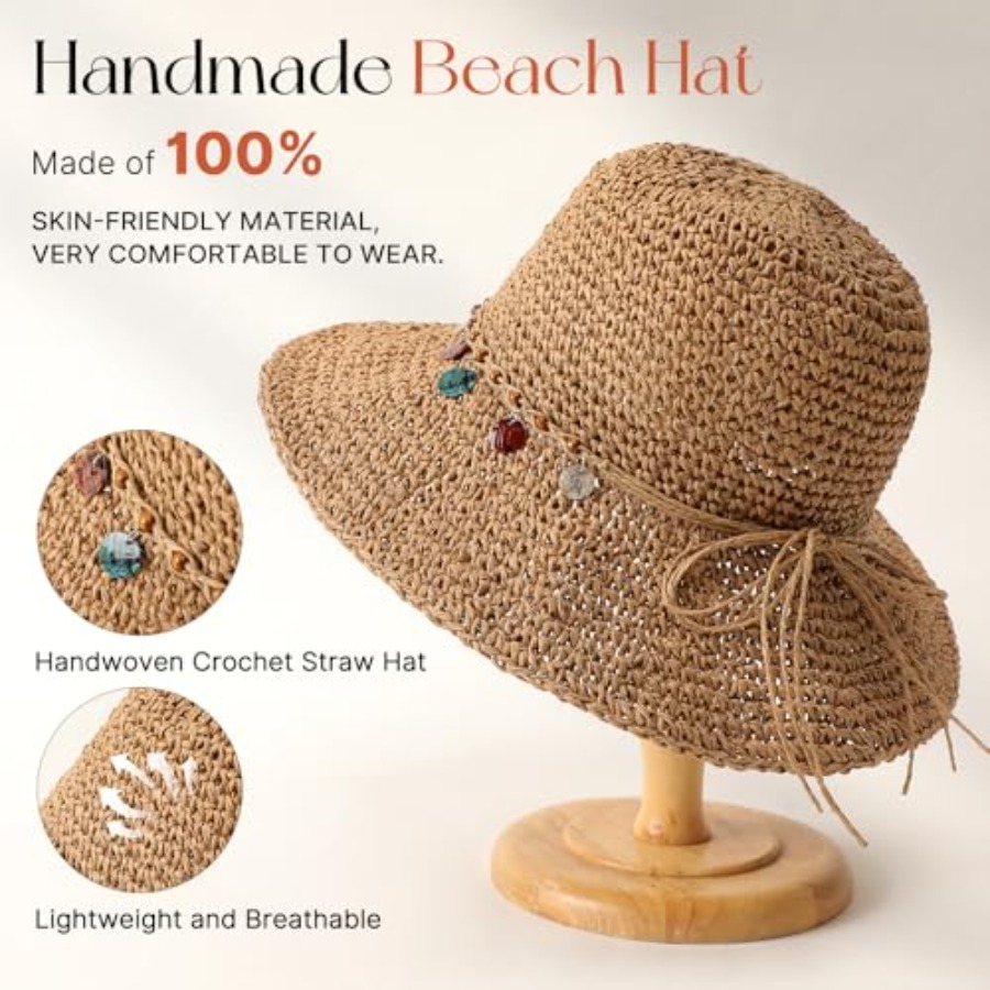 Beach Sun Hats for Women, Stra - Packable Hat Nylon review and price