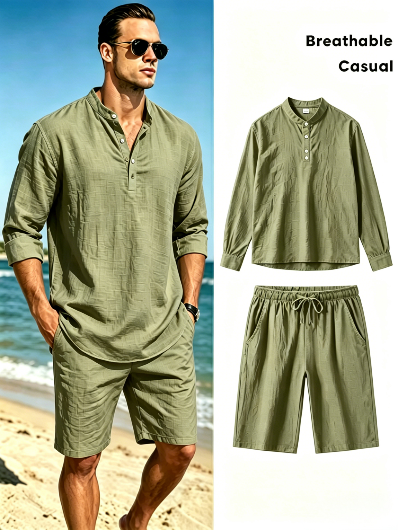 mens cotton linen henley shirt - Short Linen Drawstring review and price