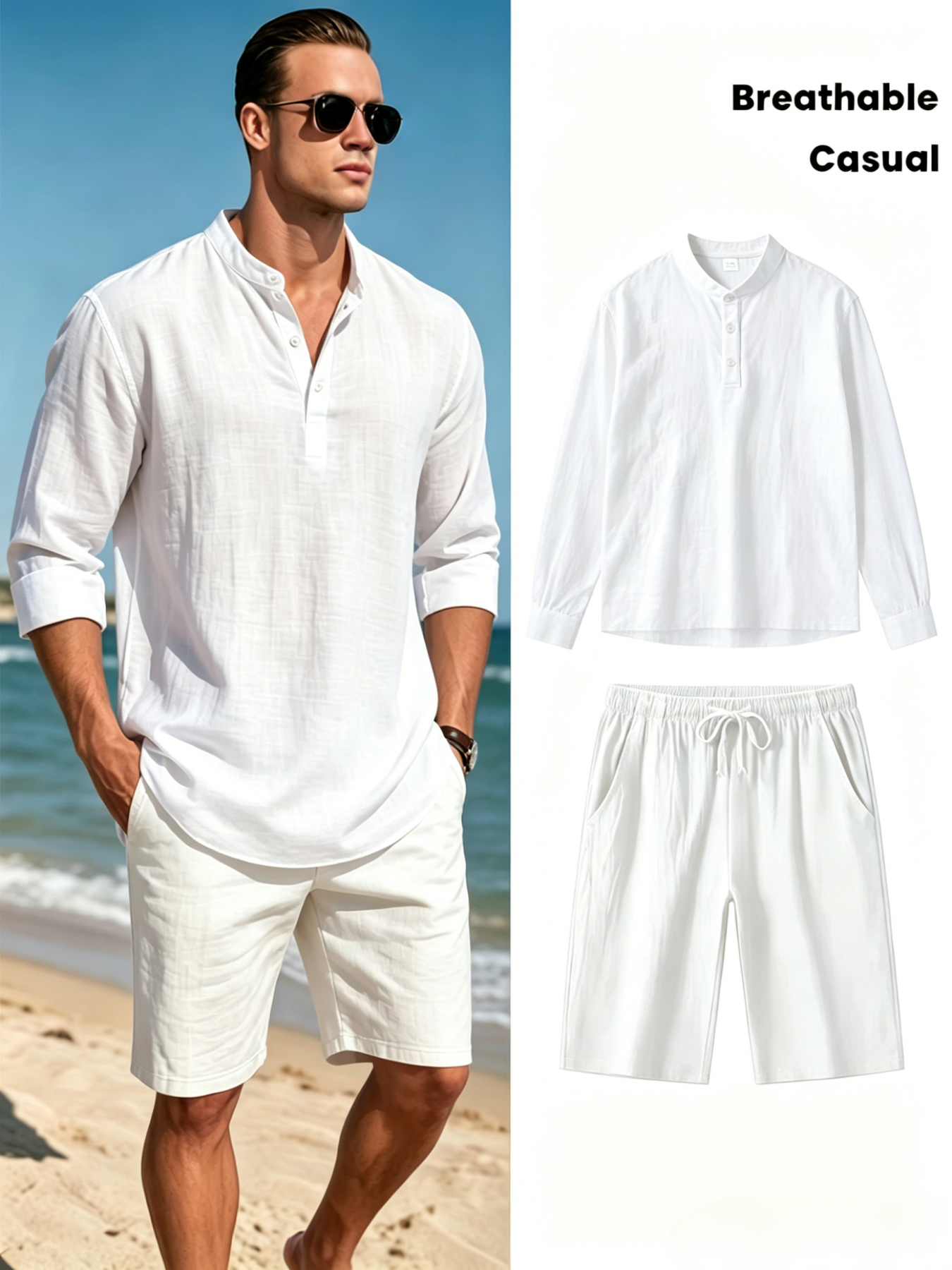mens cotton linen henley shirt - Short Linen Drawstring review and price