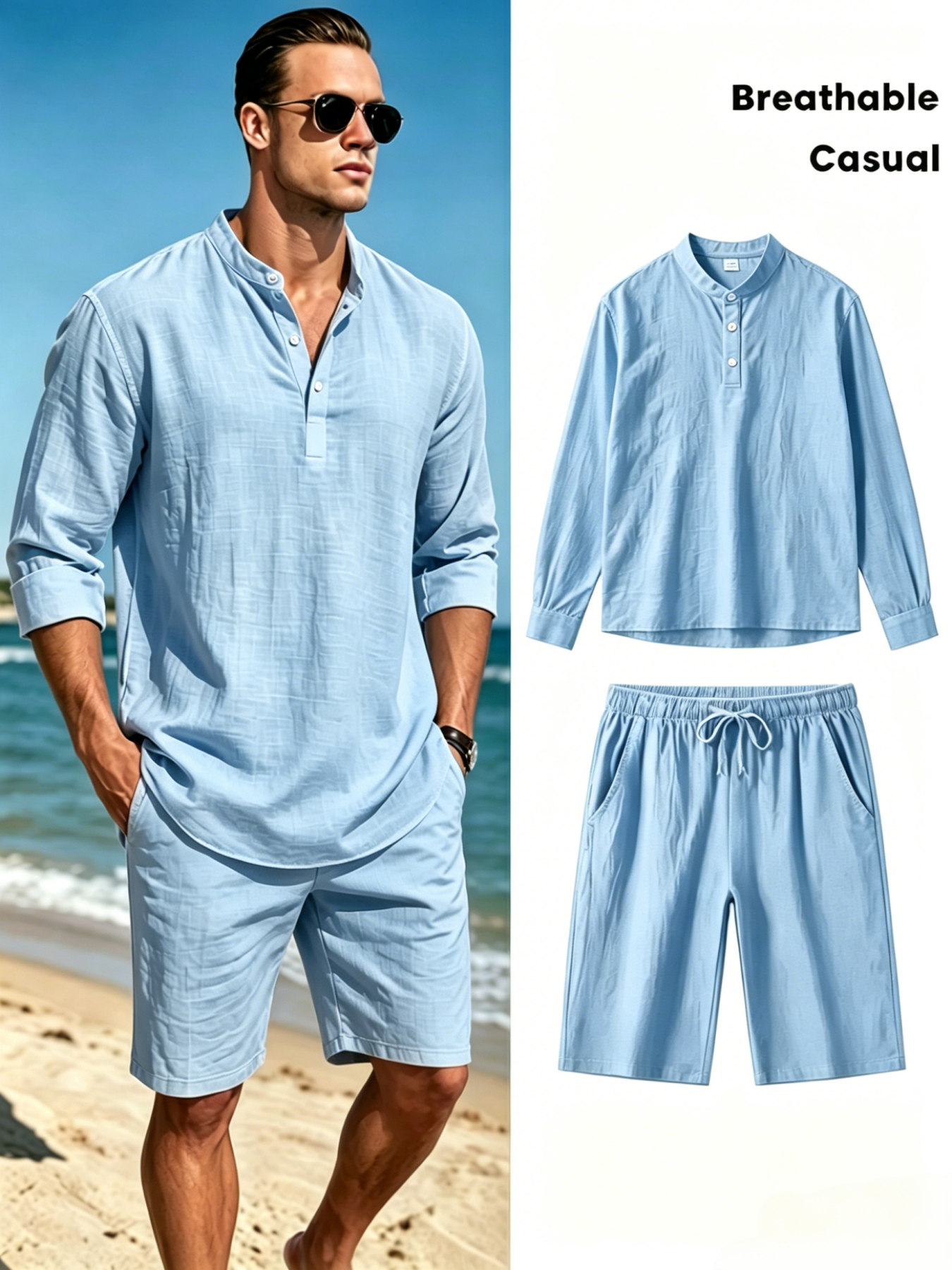 mens cotton linen henley shirt - Short Linen Drawstring review and price
