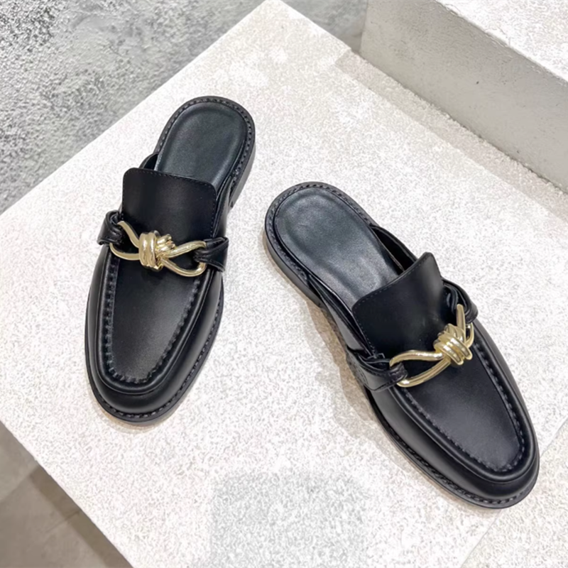 Metal Buckle Half Slippers For - Flip Flop Leather Men review and price