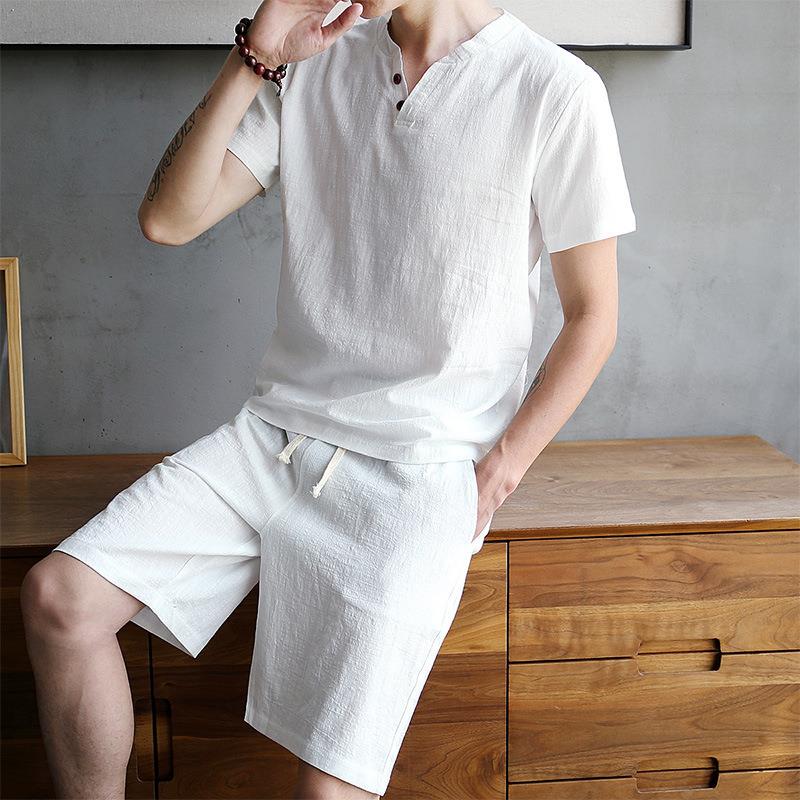 Men's Cotton Linen Set T-shirt - Linen Shirt Breathable review and price