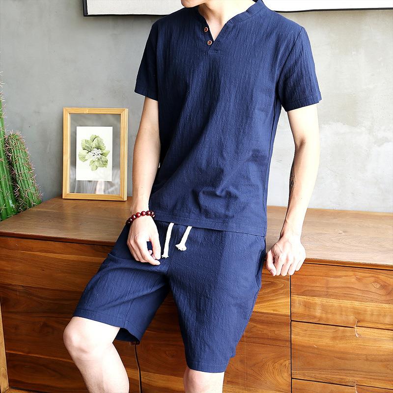 Men's Cotton Linen Set T-shirt - Linen Shirt Breathable review and price