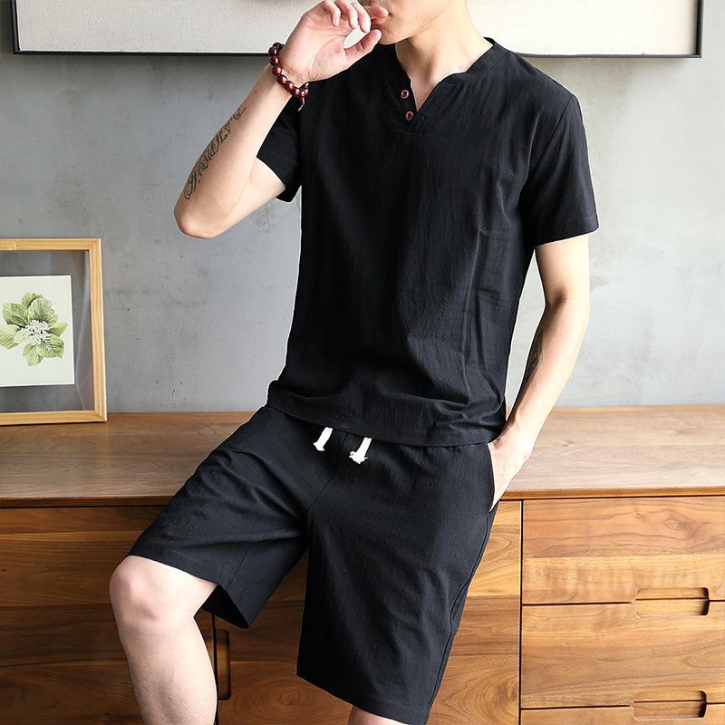 Men's Cotton Linen Set T-shirt - Linen Shirt Breathable review and price