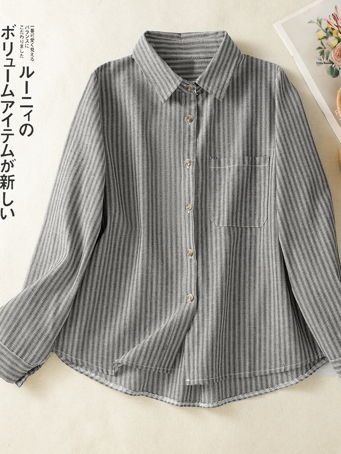Loose Fit Cotton Linen Stripe  - Linen Shirt Breathable review and price
