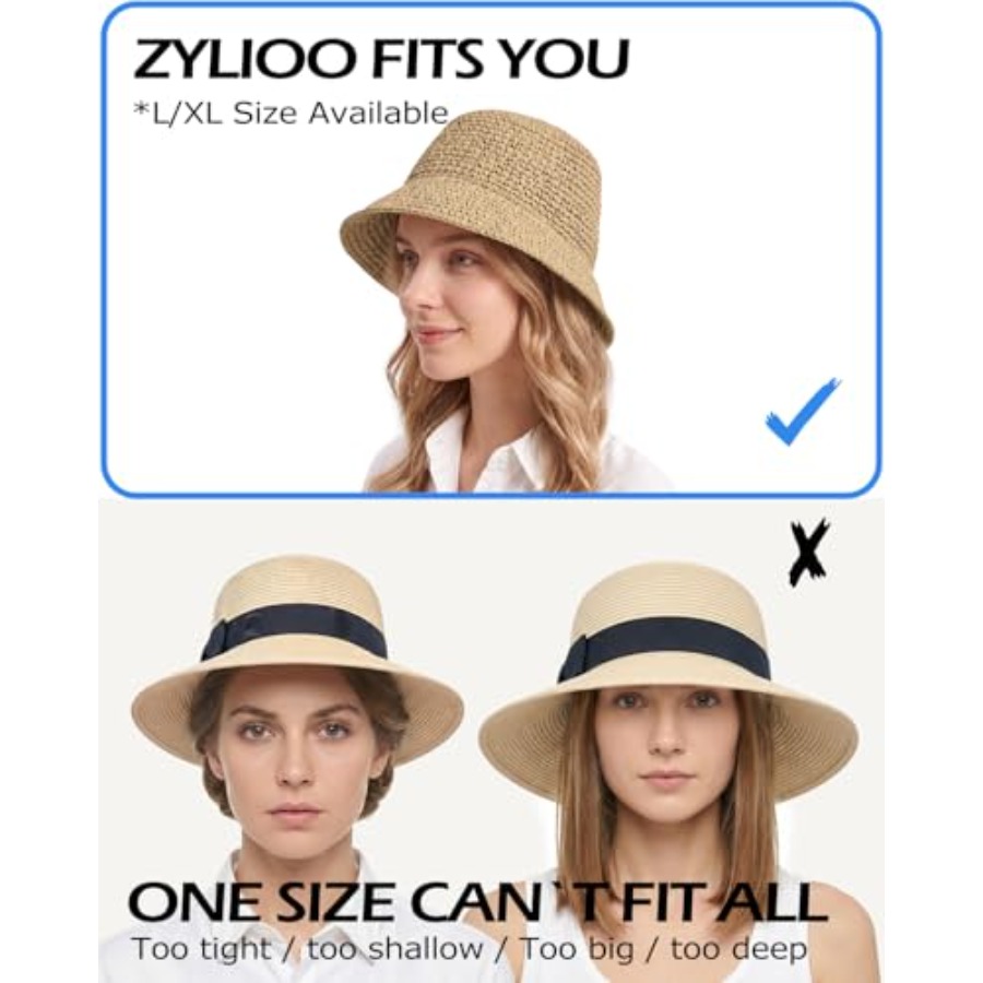 Zylioo XL Straw Bucket Hats, L - Packable Hat Nylon review and price