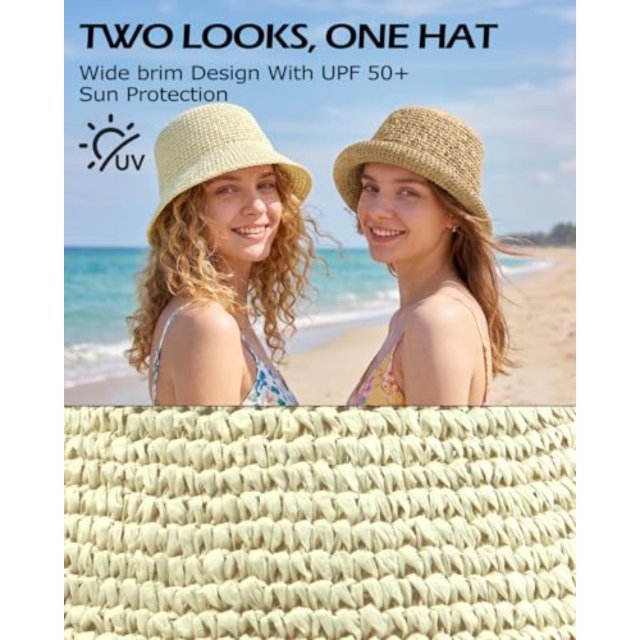 Zylioo XL Straw Bucket Hats, L - Packable Hat Nylon review and price