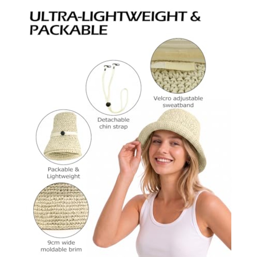 Zylioo XL Straw Bucket Hats, L - Packable Hat Nylon review and price