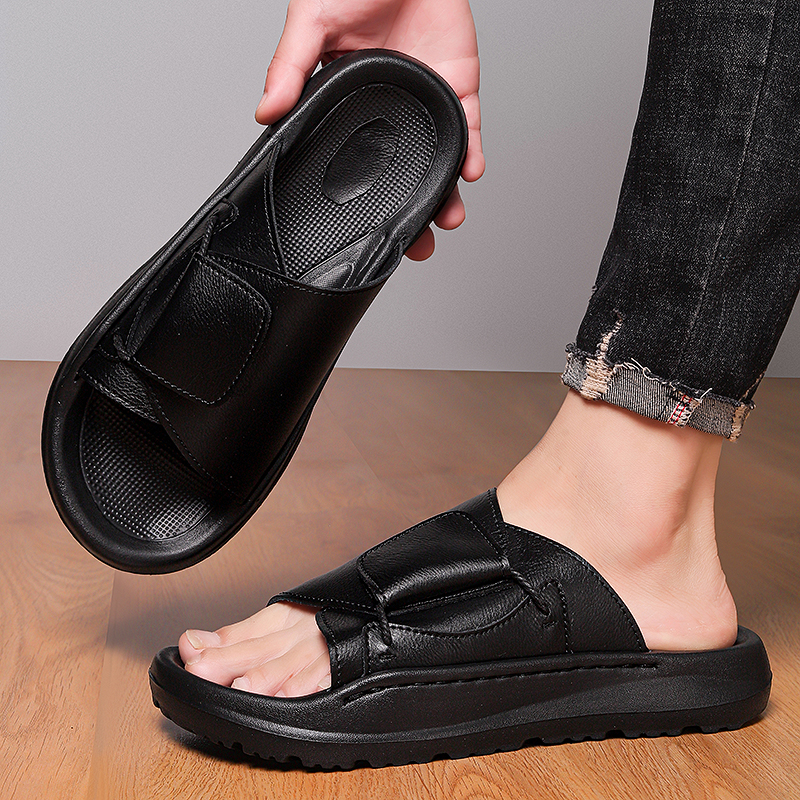 Leather Men's Slippers Slides  - Flip Flop Leather Men review and price