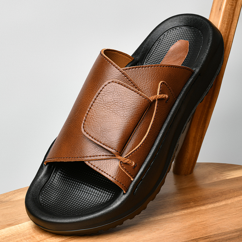 Leather Men's Slippers Slides  - Flip Flop Leather Men review and price