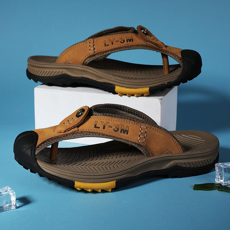 New Men's Genuine Leather Flip - Flip Flop Leather Men review and price