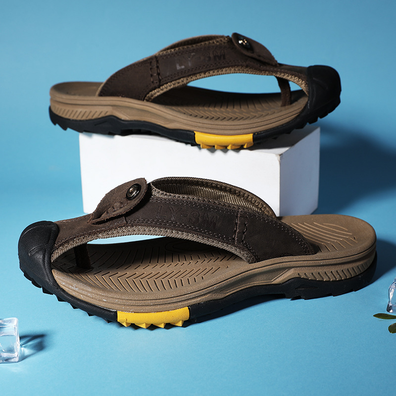 New Men's Genuine Leather Flip - Flip Flop Leather Men review and price