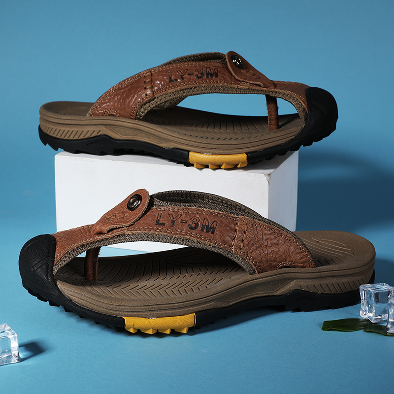 New Men's Genuine Leather Flip - Flip Flop Leather Men review and price