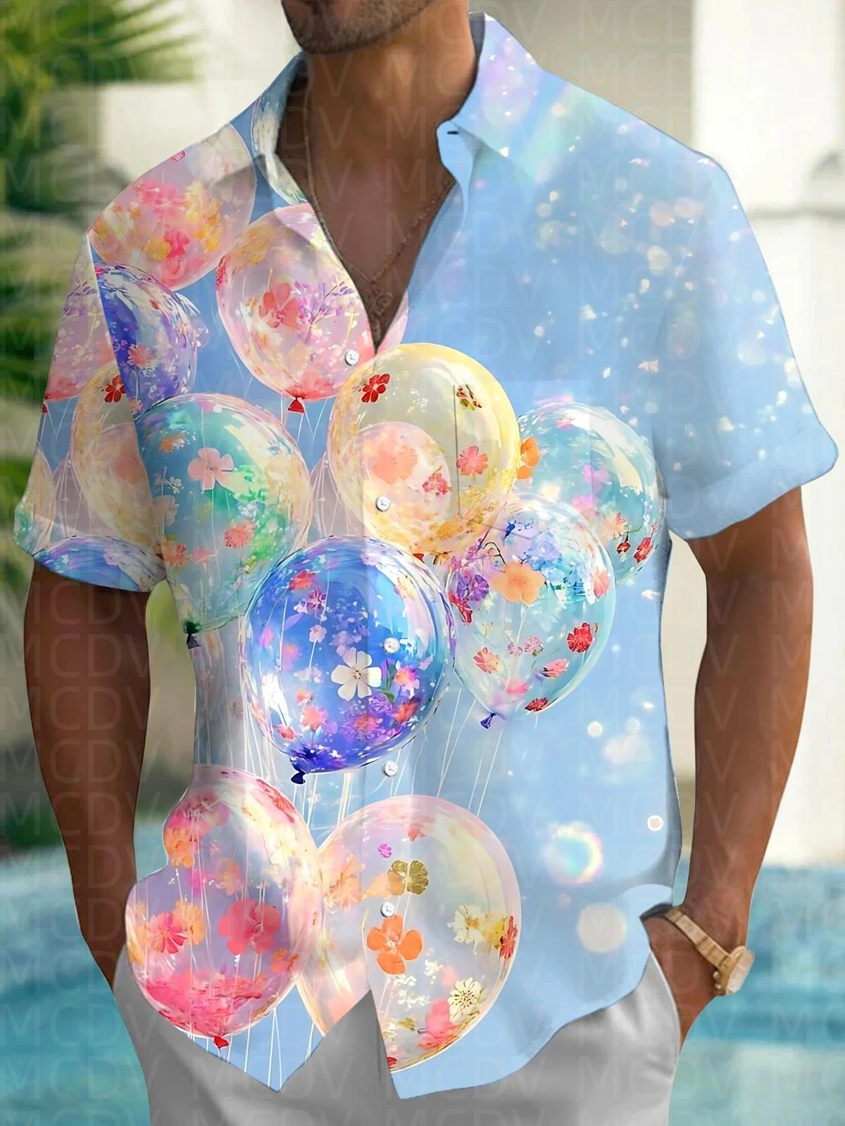 Balloon Pattern Men's Hawaiian - Shirt Camp Collar review and price