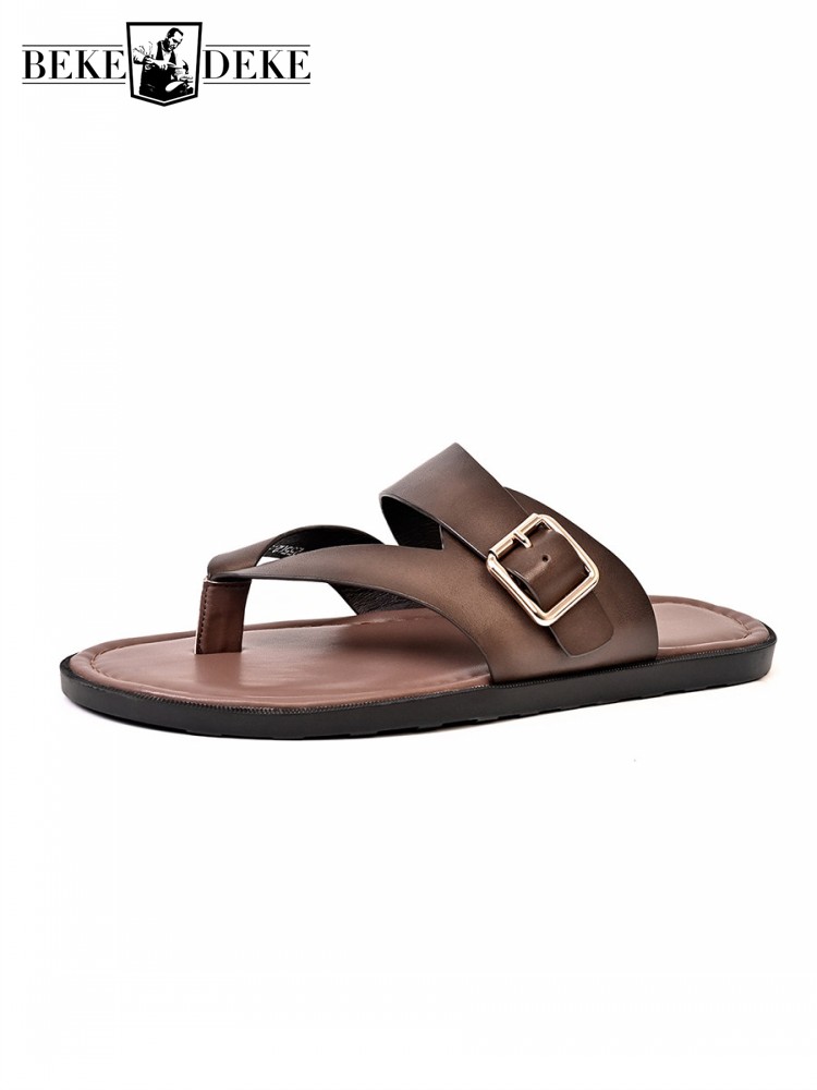 Outside Summer Mens Flat Shoes - Flip Flop Leather Men review and price