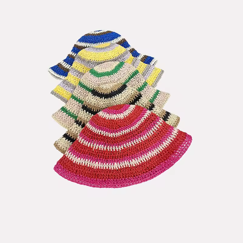 New Striped Knitted Straw Croc - Bucket Hat Straw review and price