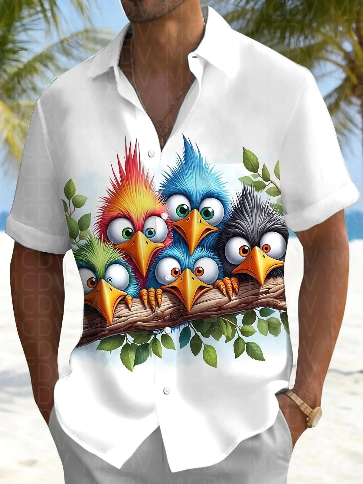 Bird Pattern Men's Hawaiian Sh - Shirt Camp Collar review and price