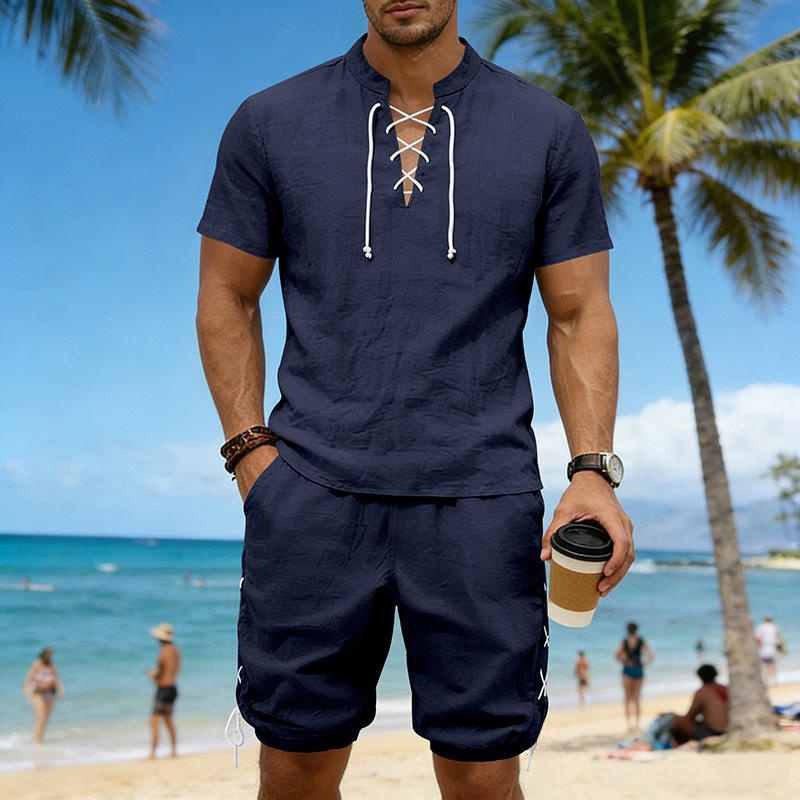 Summer Linen Loose Casual Men' - Short Linen Drawstring review and price