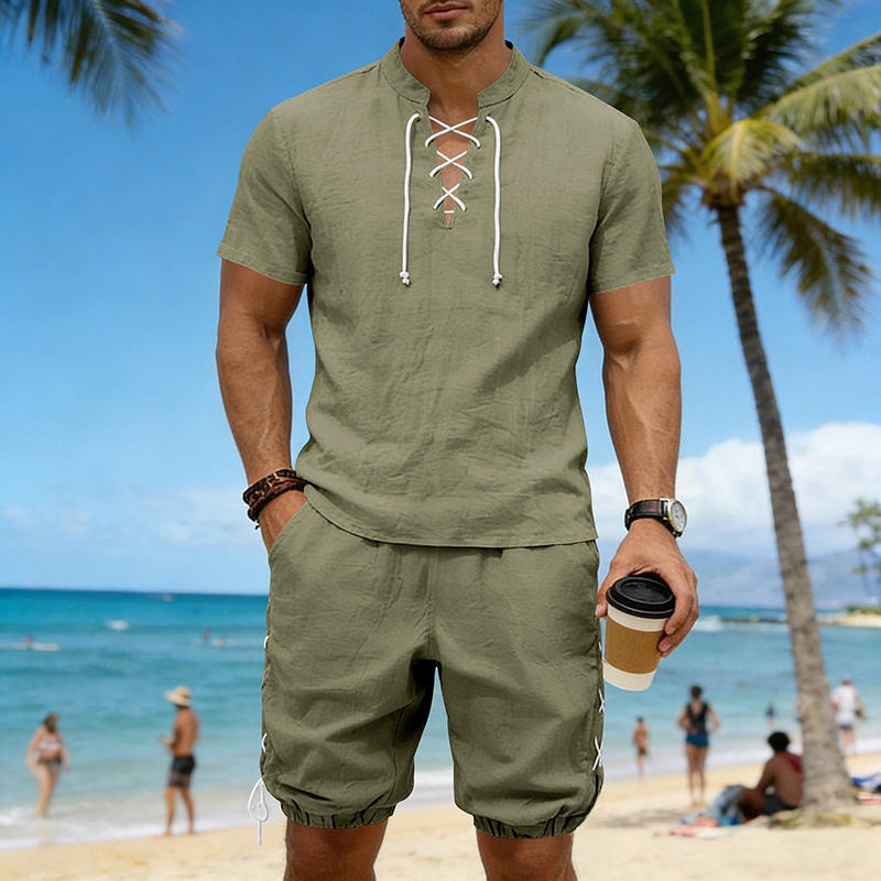 Summer Linen Loose Casual Men' - Short Linen Drawstring review and price