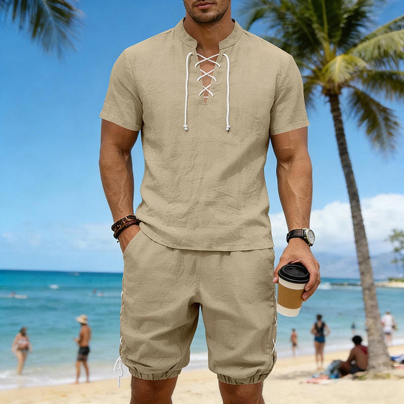 Summer Linen Loose Casual Men' - Short Linen Drawstring review and price