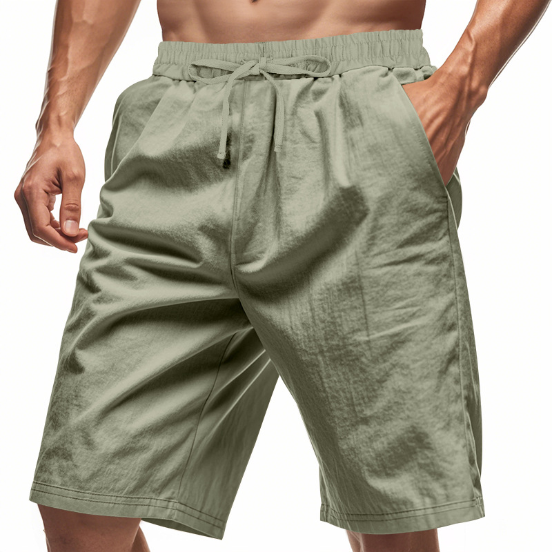 2026 New Men Cotton Linen Beac - Short Linen Drawstring review and price