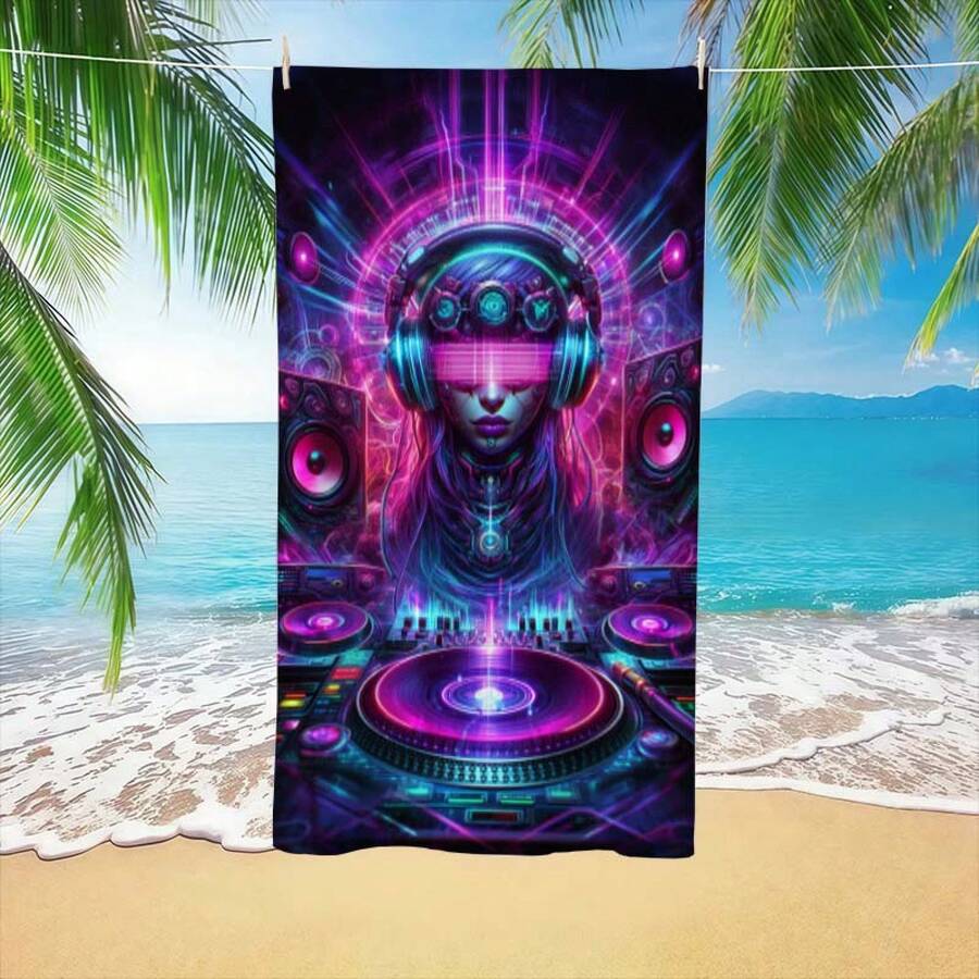 Extra Large Cyberpunk DJ Patte - Beach Towel Large review and price