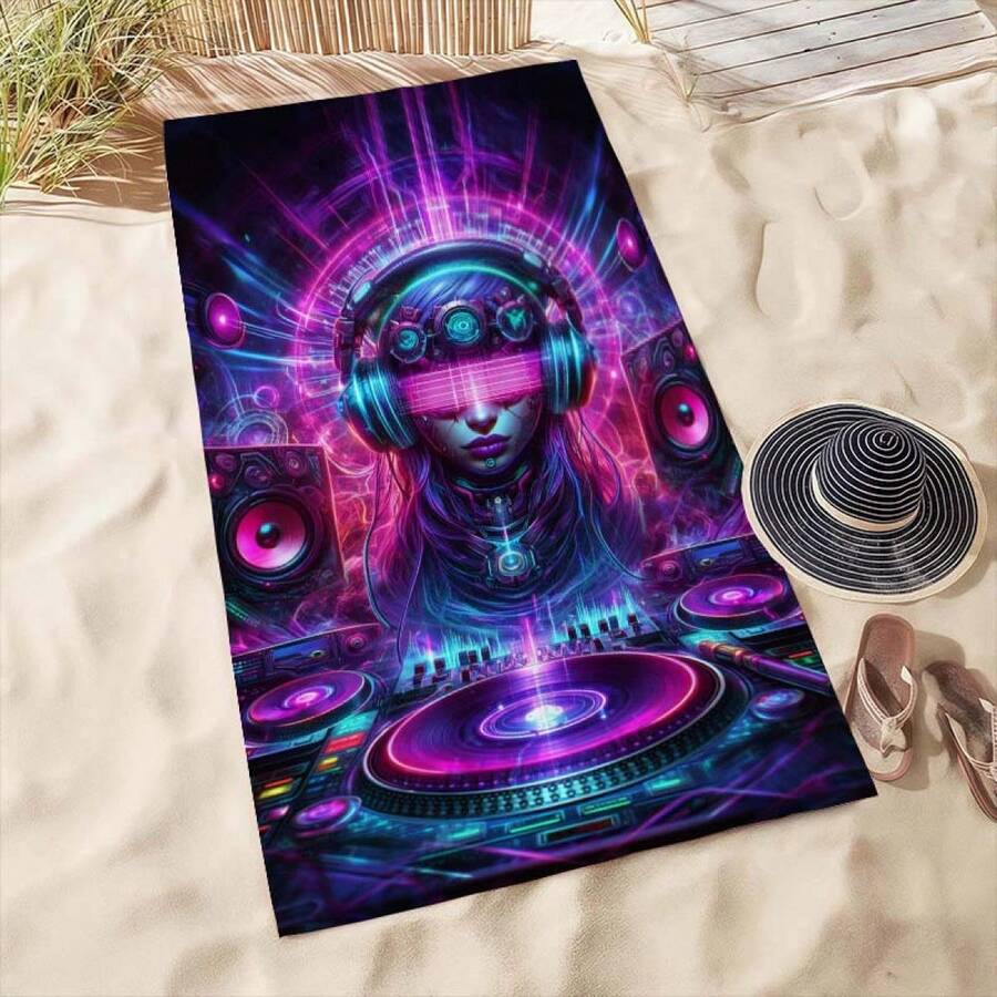 Extra Large Cyberpunk DJ Patte - Beach Towel Large review and price