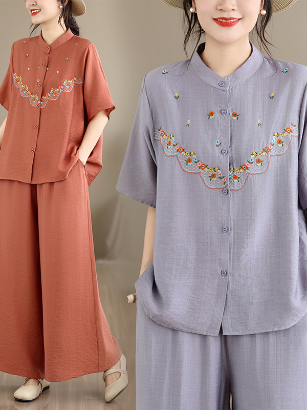 Embroidered Cotton Linen Short - Linen Shirt Breathable review and price