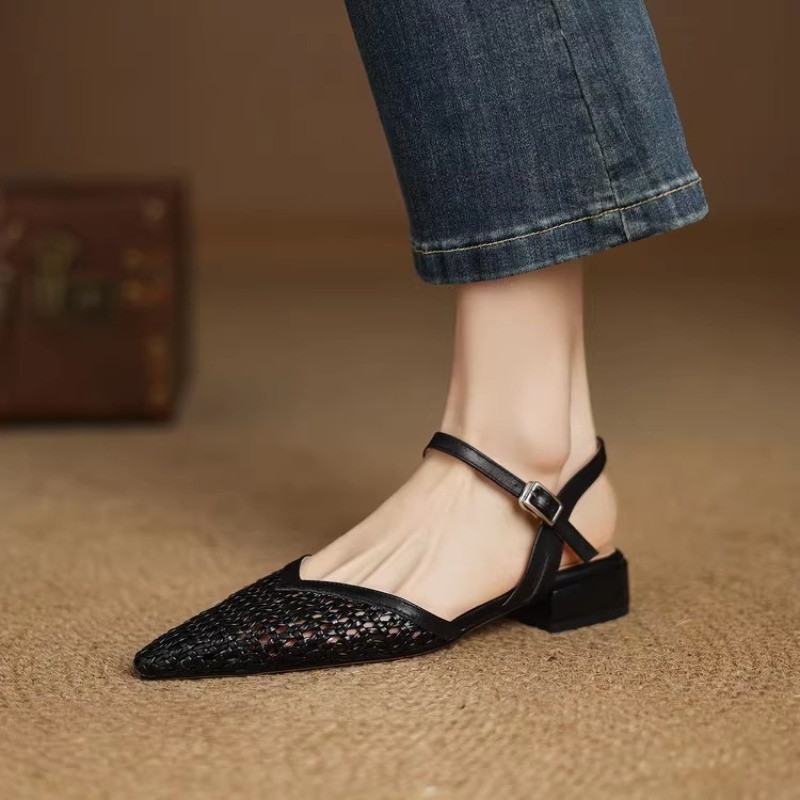 French pointed-toe woven high- - Casual Sandal Leather review and price