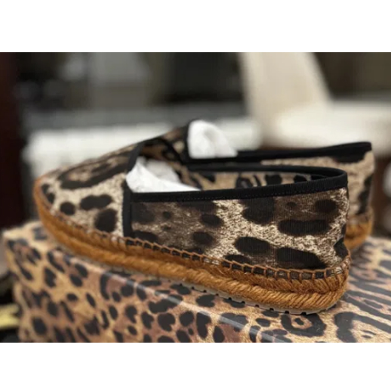 Leopard Pattern Woven Sole Fla - Espadrille Slip On review and price
