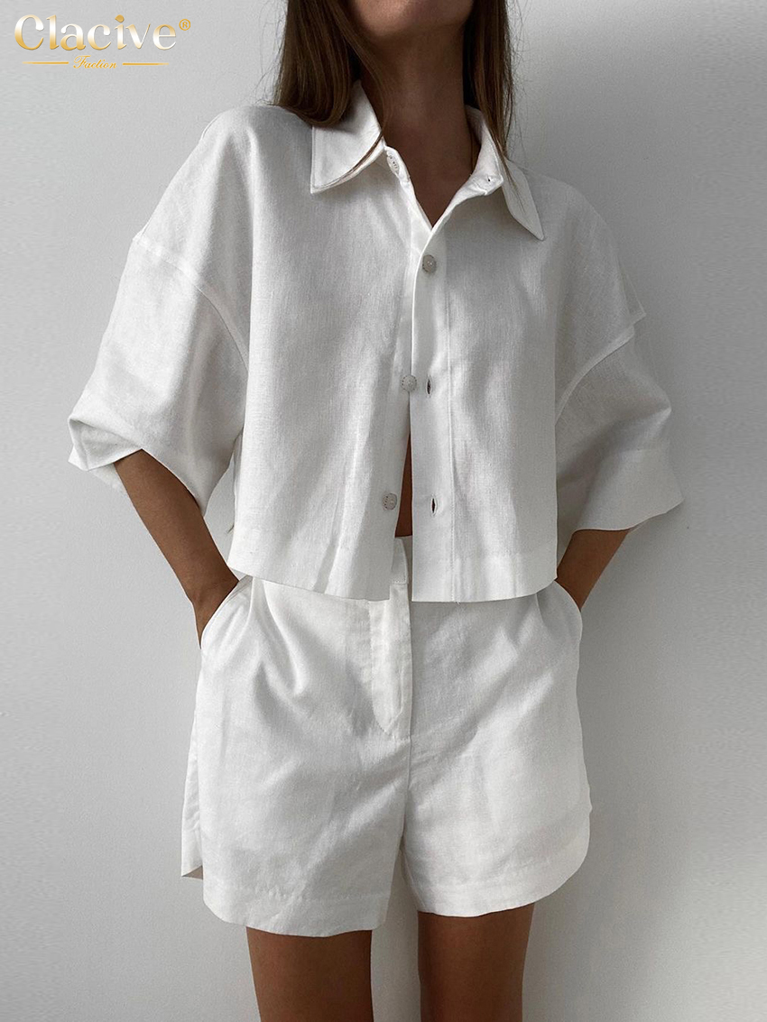 Clacive Summer Slim White Line - Linen Shirt Breathable review and price