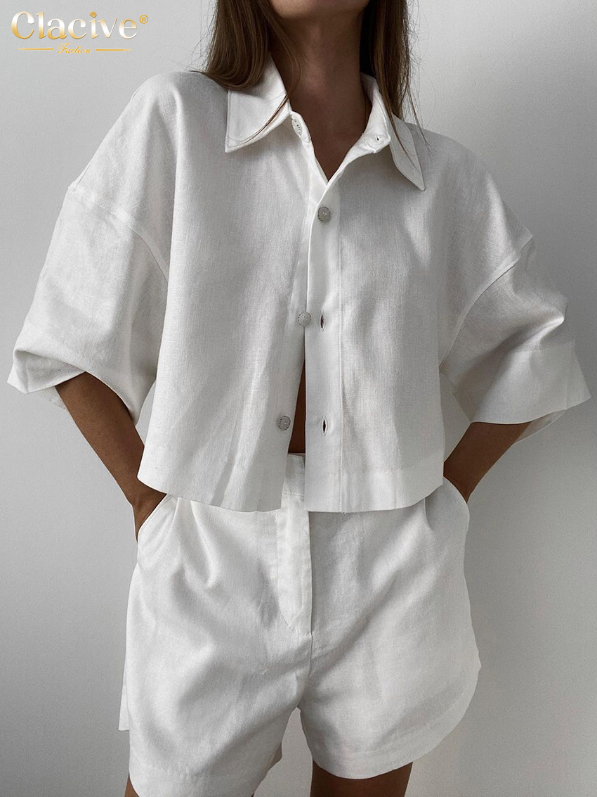 Clacive Summer Slim White Line - Linen Shirt Breathable review and price