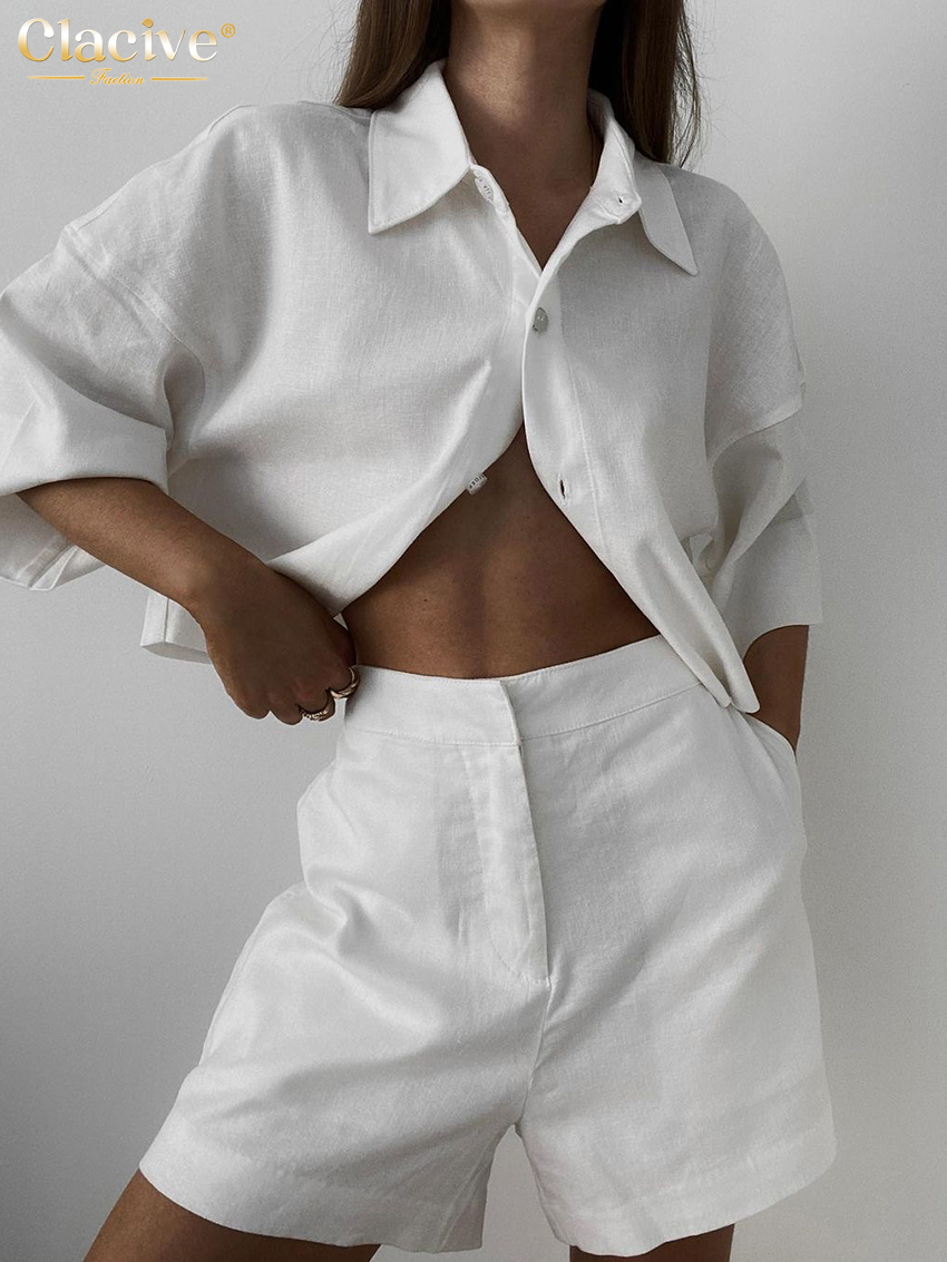 Clacive Summer Slim White Line - Linen Shirt Breathable review and price