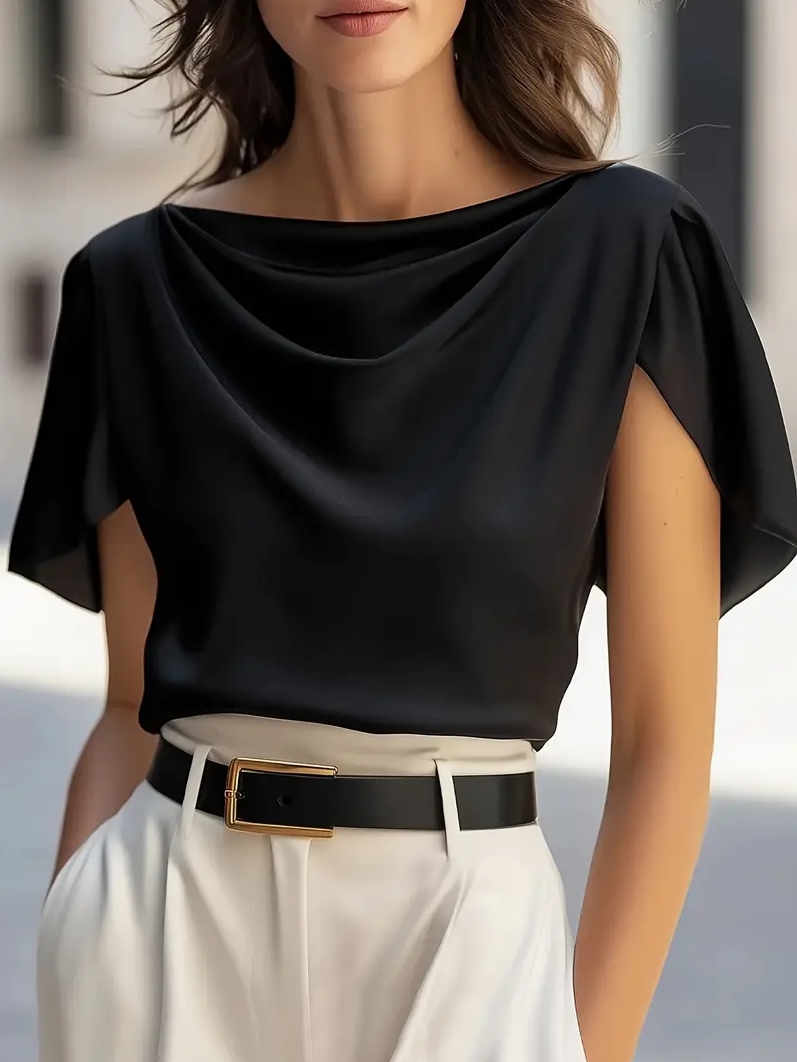 Elegant Draped Collar Butterfl - Shirt Camp Collar review and price