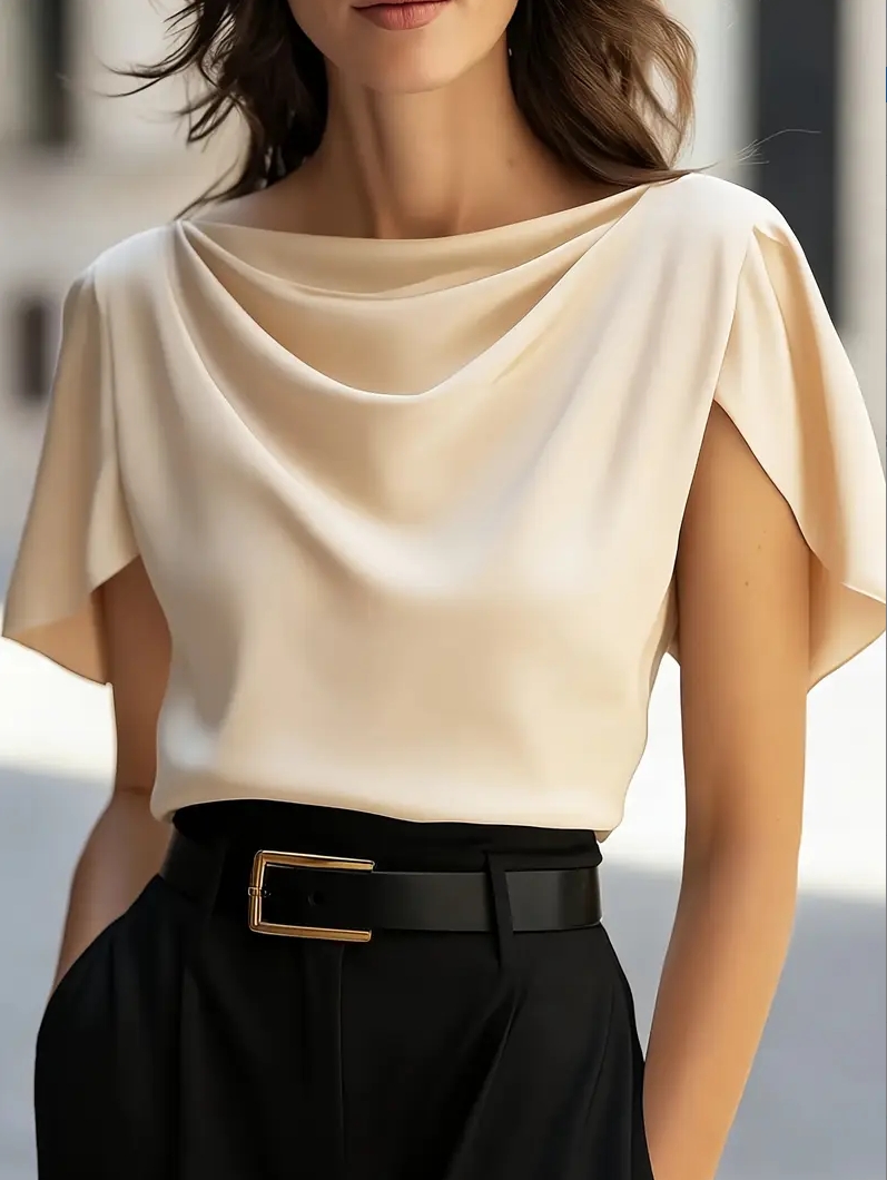 Elegant Draped Collar Butterfl - Shirt Camp Collar review and price