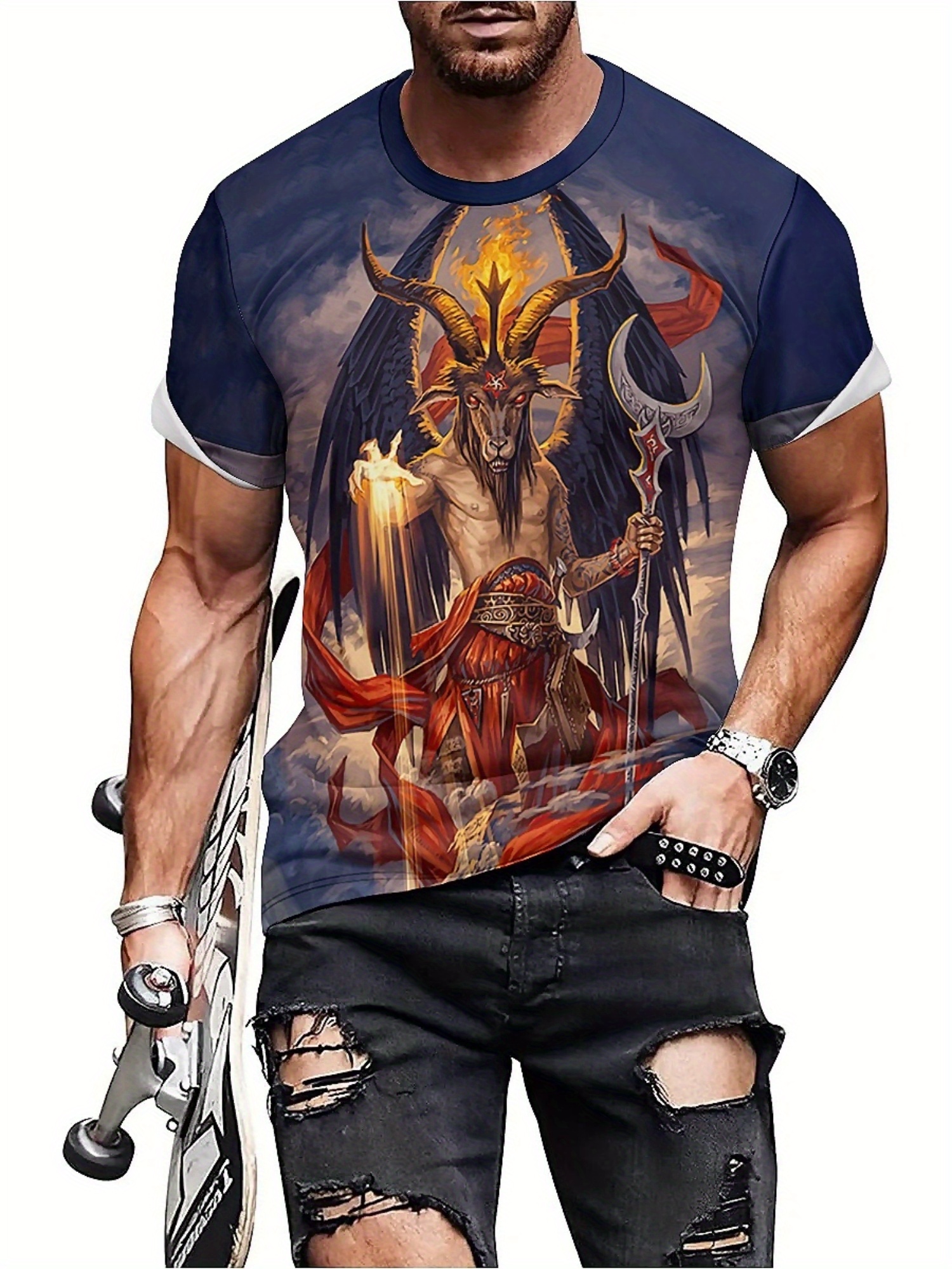 Men's 3D Demon Print T-Shirt | - Tee Graphic Print review and price